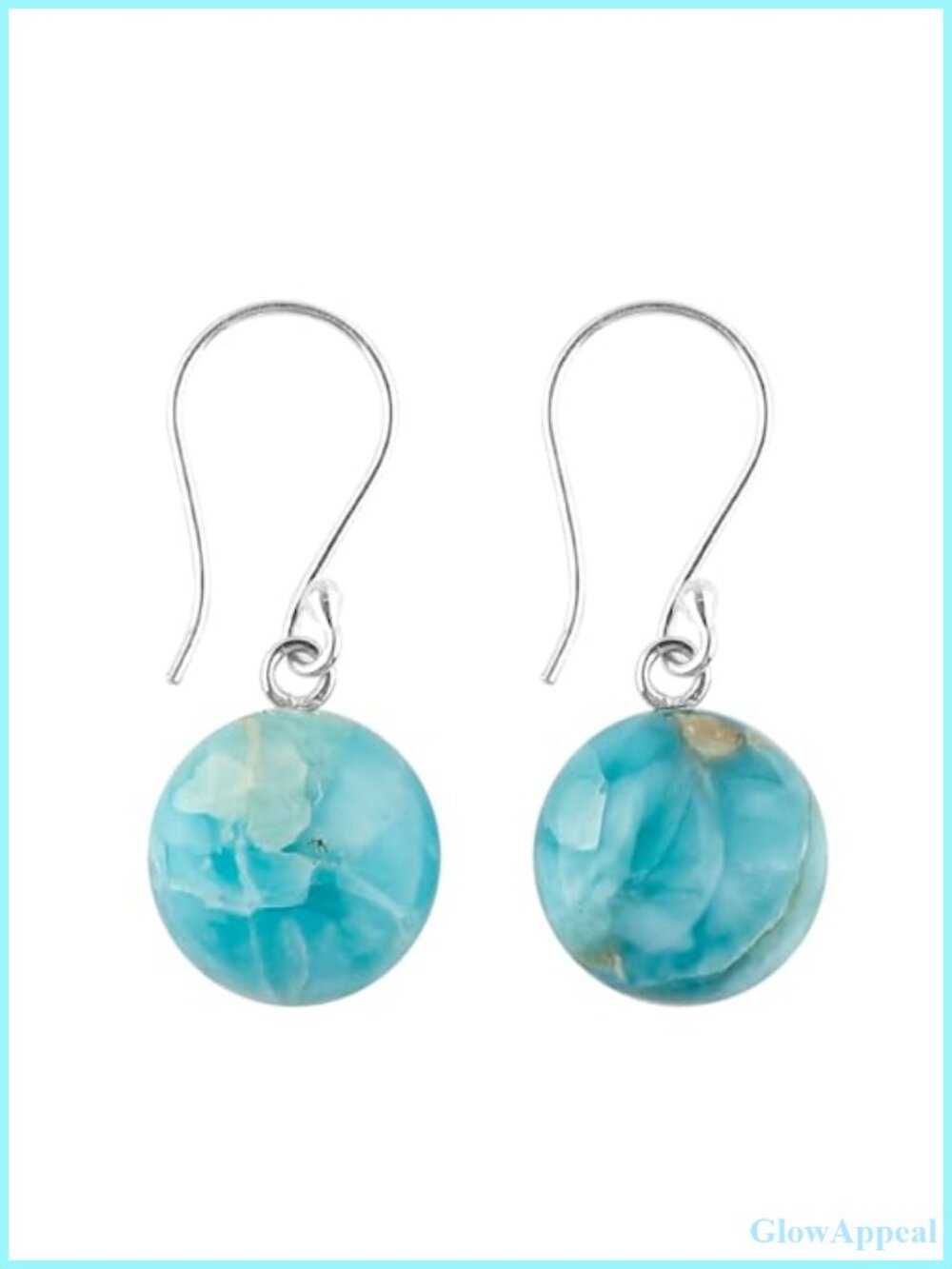 Larimar Gemstone Drop Dangle Earrings 925 Sterling Silver Handmade